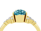 Yellow gold Pear Cut Blue Topaz Ring with Side Stones and Four-Prong Setting_40