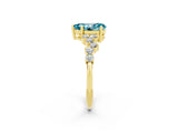 Yellow gold Pear Cut Blue Topaz Scattered Round Accent Ring with Prong Setting_14