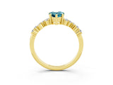 Yellow gold Pear Cut Blue Topaz Scattered Round Accent Ring with Prong Setting_15