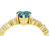 Yellow gold Pear Cut Blue Topaz Scattered Round Accent Ring with Prong Setting_16