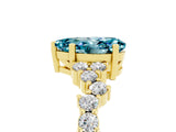 Yellow gold Pear Cut Blue Topaz Scattered Round Accent Ring with Prong Setting_17