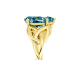 Yellow gold Pear Cut Blue Topaz Solitaire Celtic Knot Ring with Four-Prong Setting_17