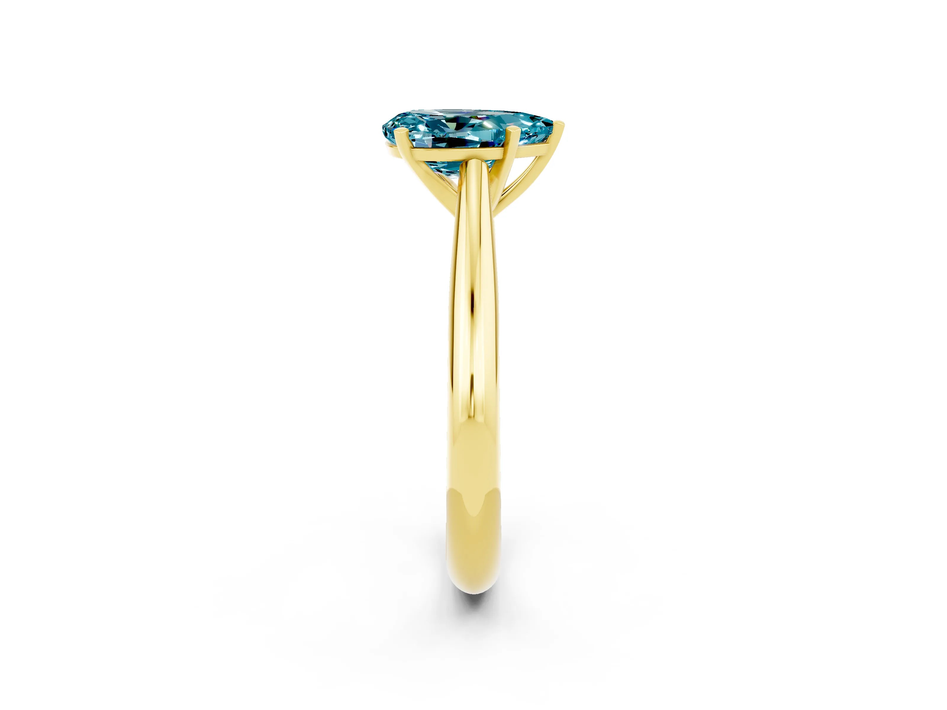 Yellow gold Pear Cut Blue Topaz Solitaire Engagement Ring with Cathedral Setting and Four-Prong Mount_14