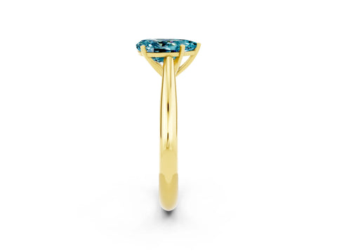 Yellow gold Pear Cut Blue Topaz Solitaire Engagement Ring with Cathedral Setting and Four-Prong Mount_14