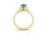 Yellow gold Pear Cut Blue Topaz Solitaire Engagement Ring with Cathedral Setting and Four-Prong Mount_27