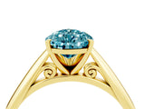 Yellow gold Pear Cut Blue Topaz Solitaire Engagement Ring with Cathedral Setting and Four-Prong Mount_28