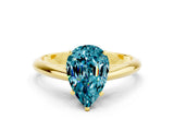 Yellow gold Pear Cut Blue Topaz Solitaire Engagement Ring with Cathedral Setting and Four-Prong Mount_78