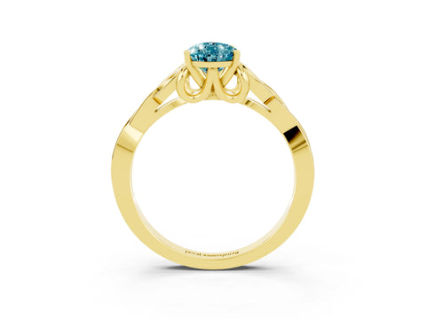 Yellow gold Pear Cut Blue Topaz Solitaire Engagement Ring with Celtic Knot Band and Four-Prong Setting_3