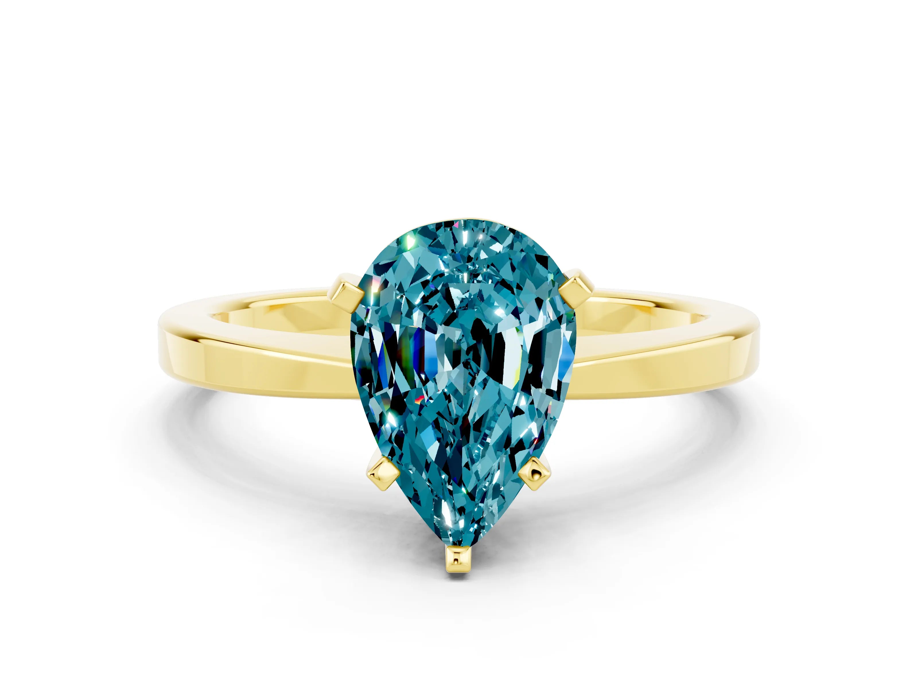 Yellow gold Pear Cut Blue Topaz Solitaire Engagement Ring with Classic Band and Four-Prong Setting_36