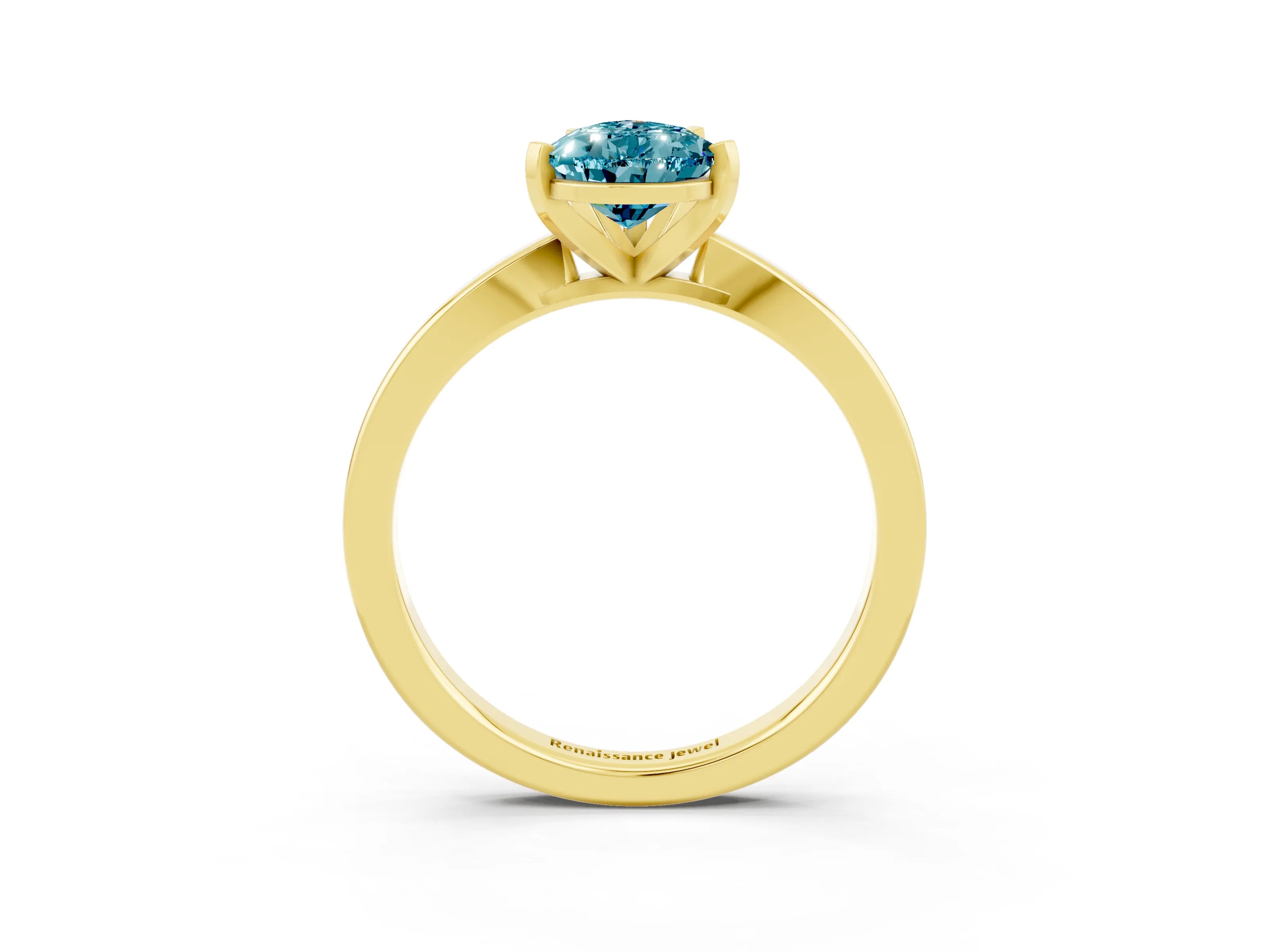 Yellow gold Pear Cut Blue Topaz Solitaire Engagement Ring with Classic Band and Four-Prong Setting_39