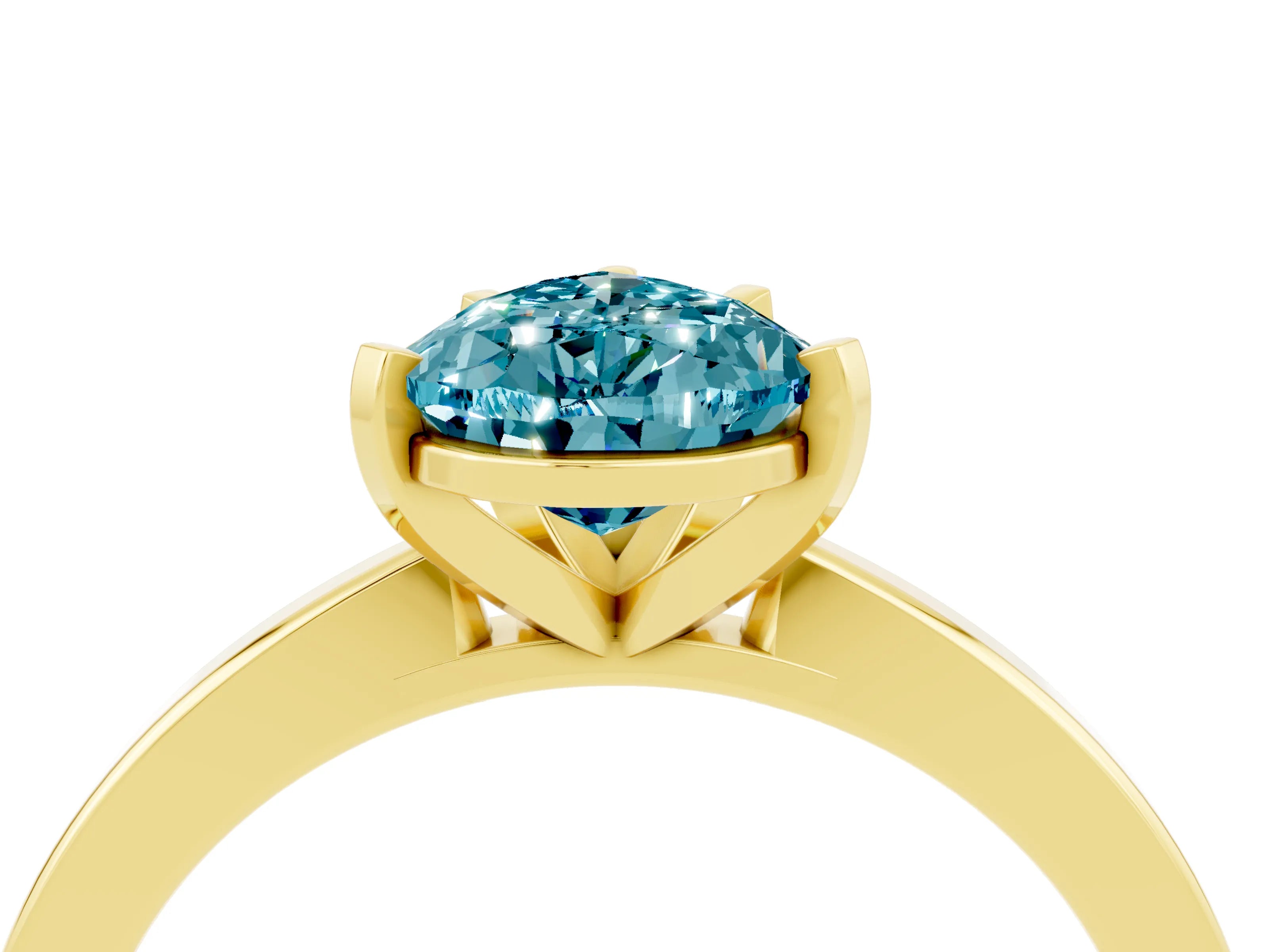 Yellow gold Pear Cut Blue Topaz Solitaire Engagement Ring with Classic Band and Four-Prong Setting_40