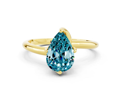 Yellow gold Pear Cut Blue Topaz Solitaire Engagement Ring with Four-Prong Setting and Classic Band_12