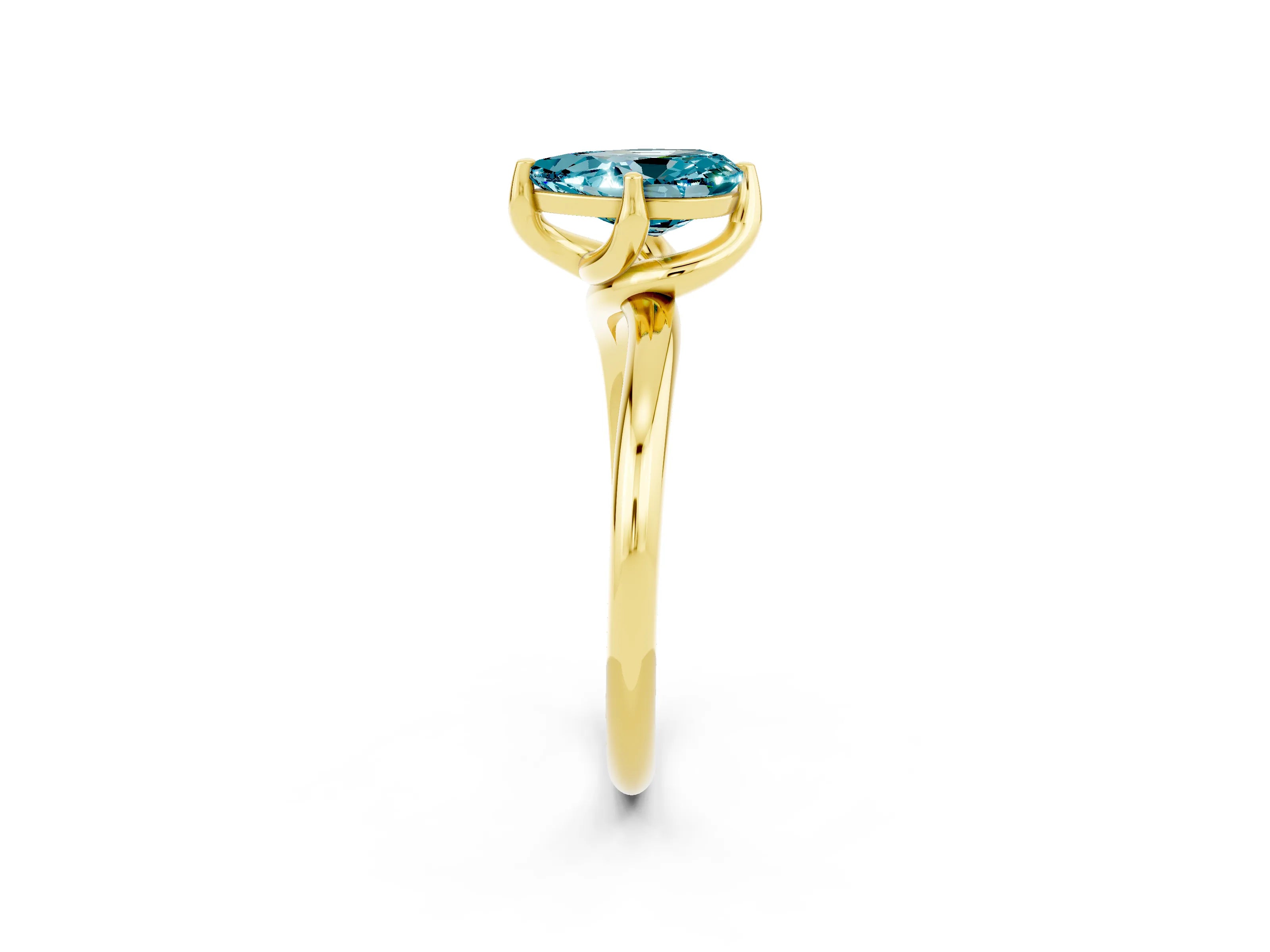 Yellow gold Pear Cut Blue Topaz Solitaire Engagement Ring with Four-Prong Setting and Classic Band_14