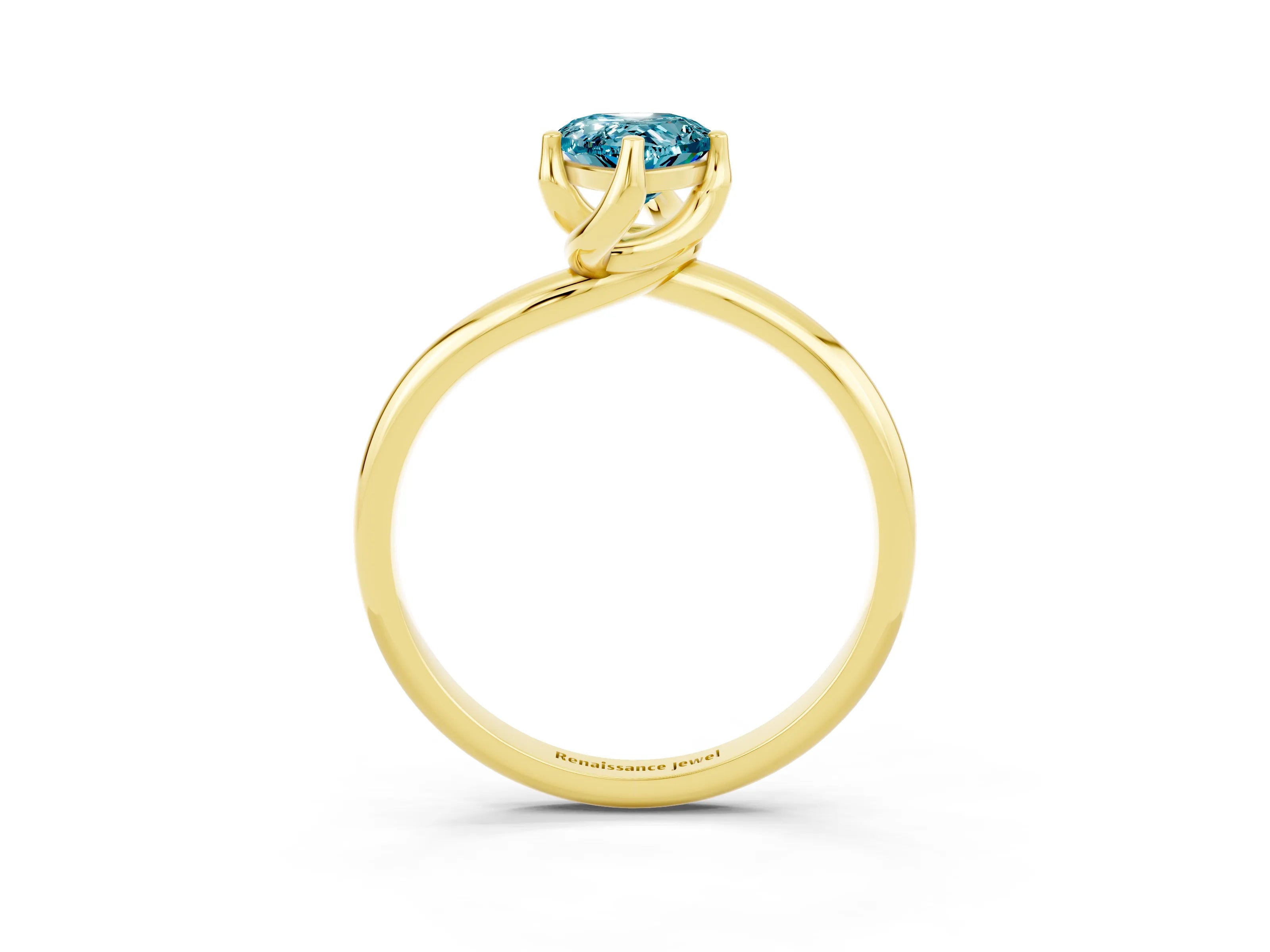 Yellow gold Pear Cut Blue Topaz Solitaire Engagement Ring with Four-Prong Setting and Classic Band_15