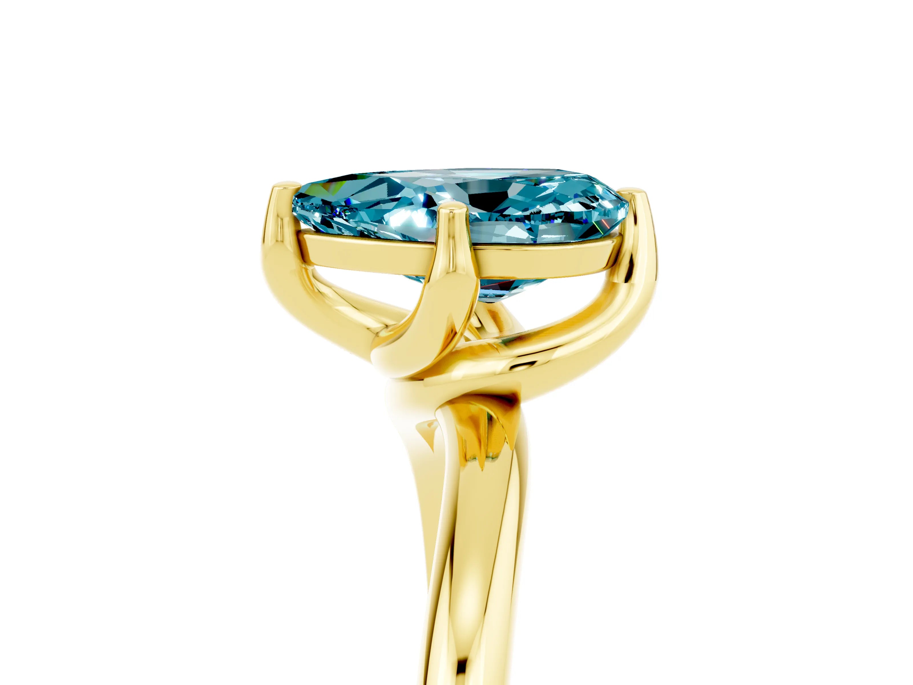 Yellow gold Pear Cut Blue Topaz Solitaire Engagement Ring with Four-Prong Setting and Classic Band_17