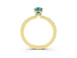 Yellow gold Pear Cut Blue Topaz Solitaire Engagement Ring with Pavé Band and Four-Prong Setting_3