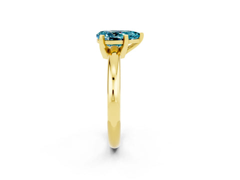Yellow gold Pear Cut Blue Topaz Solitaire Engagement Ring with Round Band and Four-Prong Setting_2
