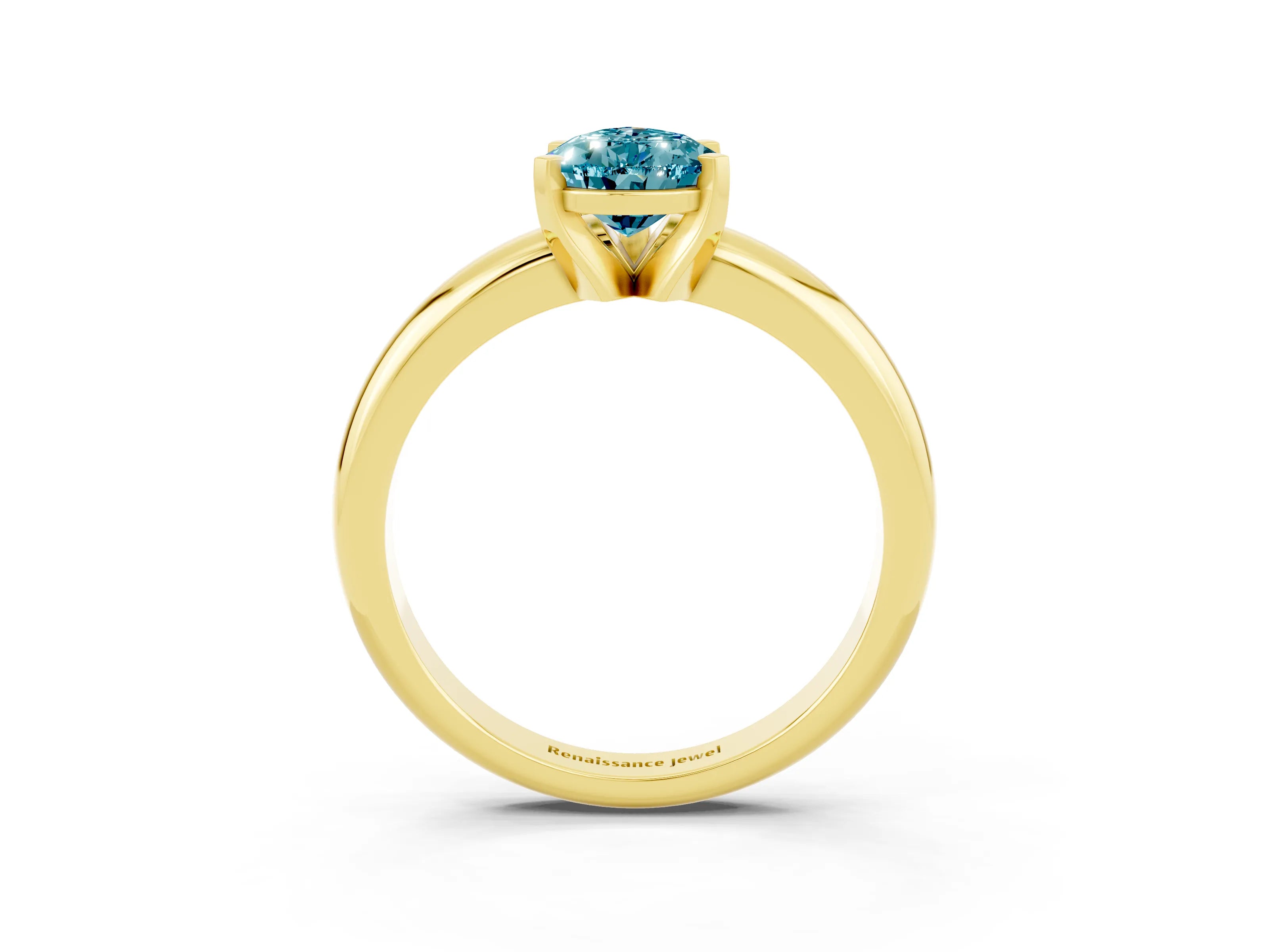 Yellow gold Pear Cut Blue Topaz Solitaire Engagement Ring with Round Band and Four-Prong Setting_3