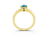 Yellow gold Pear Cut Blue Topaz Solitaire Engagement Ring with Round Band and Four-Prong Setting_3