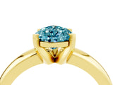 Yellow gold Pear Cut Blue Topaz Solitaire Engagement Ring with Round Band and Four-Prong Setting_4