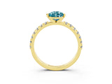 Yellow gold Pear Cut Blue Topaz Solitaire Pavé Band with Four-Prong Setting_3