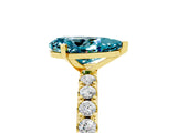 Yellow gold Pear Cut Blue Topaz Solitaire Pavé Band with Four-Prong Setting_5