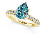 Yellow gold Pear Cut Blue Topaz Solitaire Pavé Engagement Ring with Round Band and Prong Setting_13