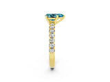 Yellow gold Pear Cut Blue Topaz Solitaire Pavé Engagement Ring with Round Band and Prong Setting_14