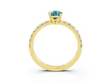 Yellow gold Pear Cut Blue Topaz Solitaire Pavé Engagement Ring with Round Band and Prong Setting_15
