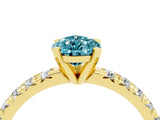 Yellow gold Pear Cut Blue Topaz Solitaire Pavé Engagement Ring with Round Band and Prong Setting_16