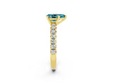 Yellow gold Pear Cut Blue Topaz Solitaire Pavé Engagement Ring with Round Band and Prong Setting_80