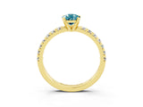 Yellow gold Pear Cut Blue Topaz Solitaire Pavé Engagement Ring with Round Band and Prong Setting_81