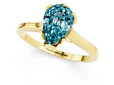 Yellow gold Pear Cut Blue Topaz Solitaire Ring with Flower Prong Setting and Classic Band_37