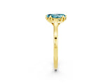 Yellow gold Pear Cut Blue Topaz Solitaire Ring with Flower Prong Setting and Classic Band_38