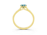 Yellow gold Pear Cut Blue Topaz Solitaire Ring with Flower Prong Setting and Classic Band_39