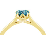 Yellow gold Pear Cut Blue Topaz Solitaire Ring with Flower Prong Setting and Classic Band_40