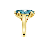 Yellow gold Pear Cut Blue Topaz Solitaire Ring with Flower Prong Setting and Classic Band_41