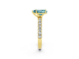 Yellow gold Pear Cut Blue Topaz Solitaire Ring with Pavé Accents and Four-Prong Setting_2