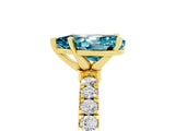 Yellow gold Pear Cut Blue Topaz Solitaire Ring with Pavé Accents and Four-Prong Setting_5
