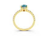 Yellow gold Pear Cut Blue Topaz Solitaire Ring with Pavé Band and Four-Prong Setting_39