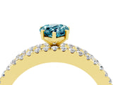 Yellow gold Pear Cut Blue Topaz Solitaire Ring with Pavé and Channel Set Band_4