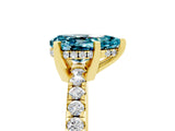Yellow gold Pear Cut Blue Topaz Solitaire Ring with Round  Pavé Band and Four-Prong Setting_53