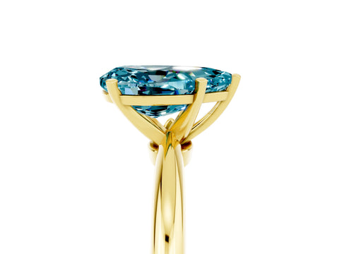 Yellow gold Pear Cut Blue Topaz Solitaire Ring with Six-Prong Setting and Classic Band_5
