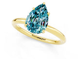 Yellow gold Pear Cut Blue Topaz Solitaire Ring with Thin Band and Four-Prong Setting_13