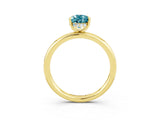 Yellow gold Pear Cut Blue Topaz Solitaire Ring with Thin Band and Four-Prong Setting_15