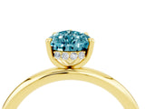 Yellow gold Pear Cut Blue Topaz Solitaire Ring with Thin Band and Four-Prong Setting_16