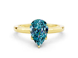 Yellow gold Pear Cut Blue Topaz Solitaire Ring with Thin Band and Prong Setting_12