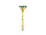 Yellow gold Pear Cut Blue Topaz Solitaire Ring with Thin Band and Prong Setting_14