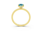 Yellow gold Pear Cut Blue Topaz Solitaire Ring with Thin Band and Prong Setting_15