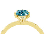 Yellow gold Pear Cut Blue Topaz Solitaire Ring with Thin Band and Prong Setting_16